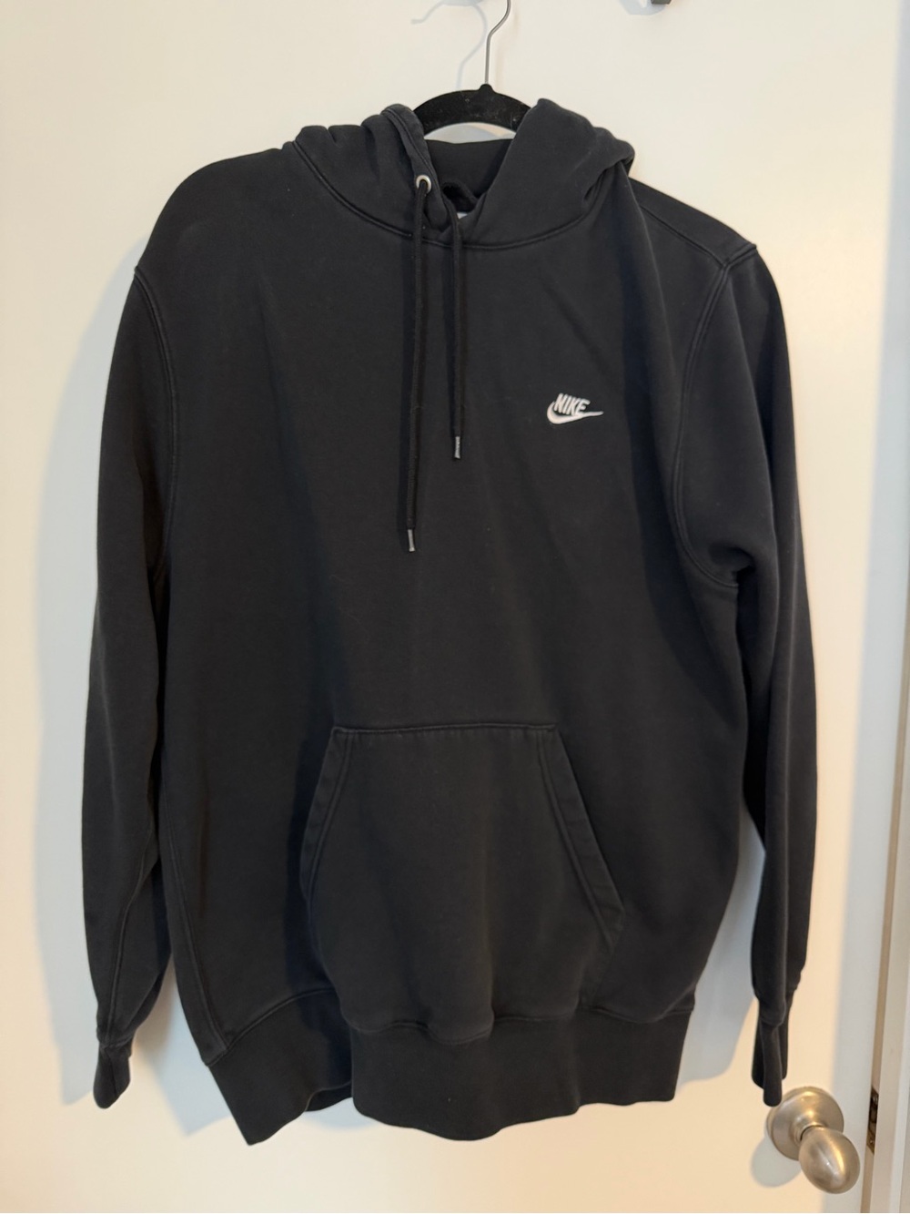 Nike Black Pullover Hoodie with Small White Swoosh